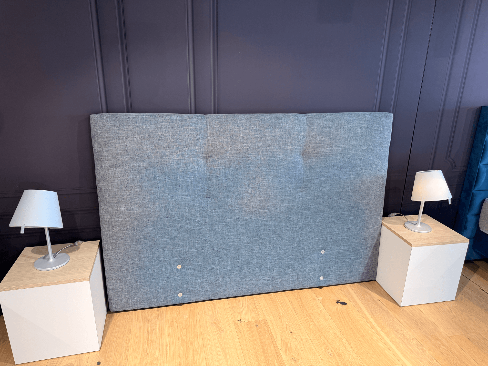 Tête de lit capitonnée grise 180x120 cm (Tissu décoloré)